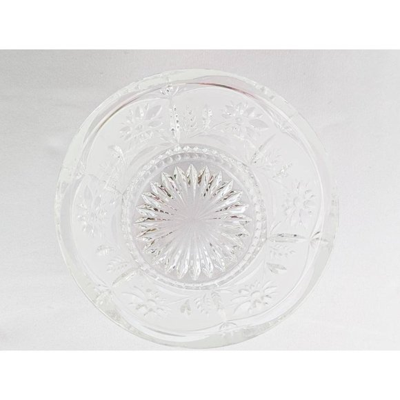 Vintage Frosted Crystal Candy Dish Floral Cut to Clear Glass Pedestal Bowl - Picture 7 of 10